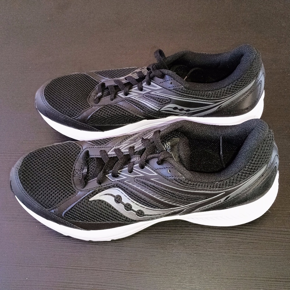 Saucony Men's Cohesion 14 Road Running Shoe, Black/White, 11.5